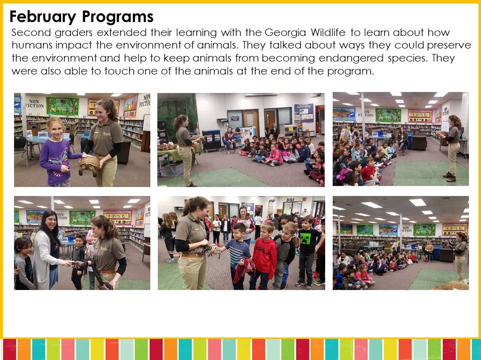 Second graders extended their learning with the Georgia Wildlife to learn about how humans impact the environment of animals.